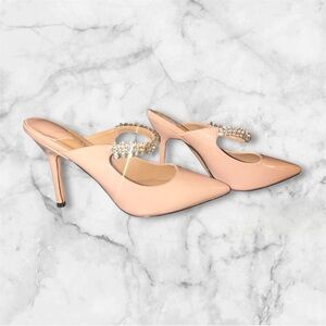 MIRAAZZURRA Women Heeled Mules Rhinestone Strappy Pointed Toe Mules (120)